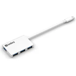 Sandberg USB-C to 4 xUSB 3.0 Pocket Hub (USB-C, 4 Ports), Dockingstation + USB Hub, Weiss