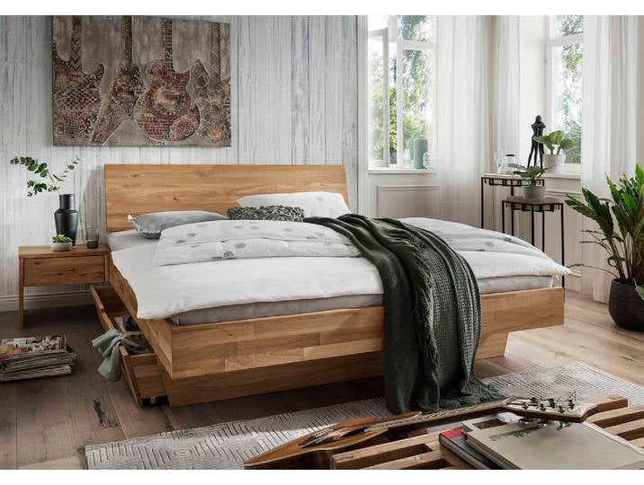 Doppelbett inkl.Bettkästen Kopfteil geschlossen 'Astoria II' 180x200cm Wildeiche geölt