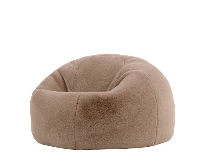 Pouf classique en imitation fourrure de lapin luxueuse, brun moka