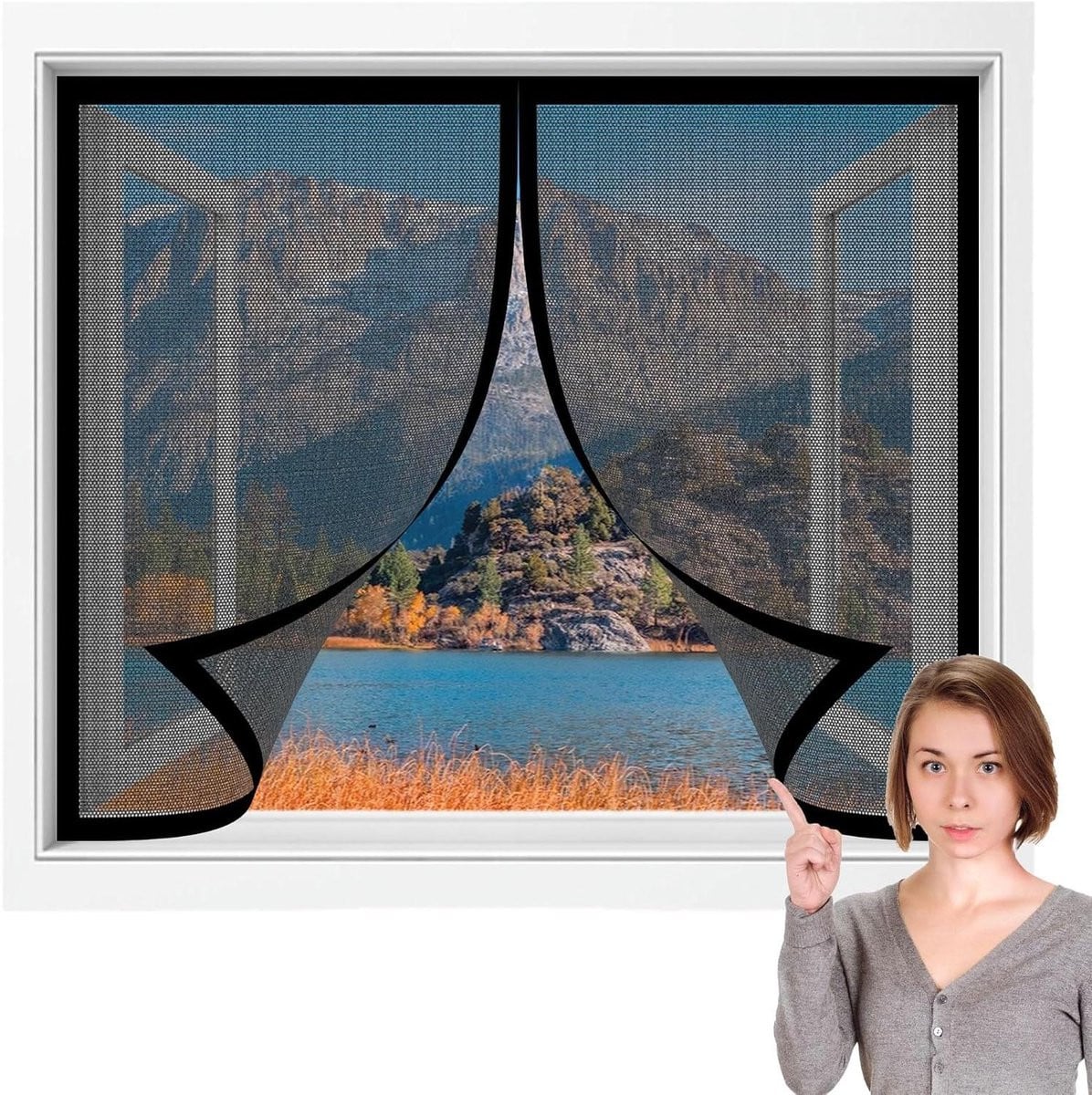 Magnetisch horraam met horgaas in zwart - 204 x 68 cm
