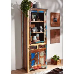 Vitrine Altholz 73x45x200 mehrfarbig lackiert NATURE OF SPIRIT #115