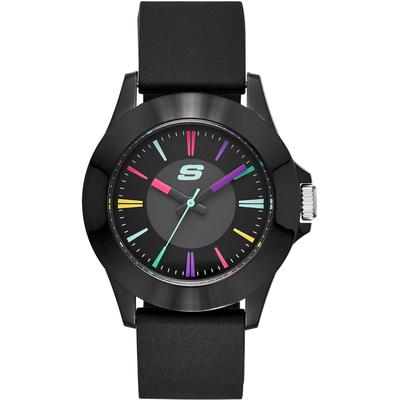 Quarzuhr SKECHERS "ROSENCRANS", schwarz (schwarz, schwarz), Armbanduhren, Damen, schwarz, Quarzuhr, Armbanduhr, Damenuhr, Silikonarmband, analog, Mineralglas