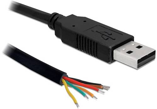 Delock USB-Kabel USB 2.0 USB-A Stecker, offene Kabelenden 1.80m Schwarz 83117