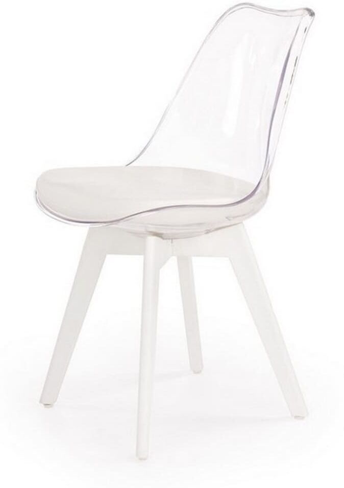 MSO Chaise scandinave bois blanc et coque transparente Blanc 55x83x48cm