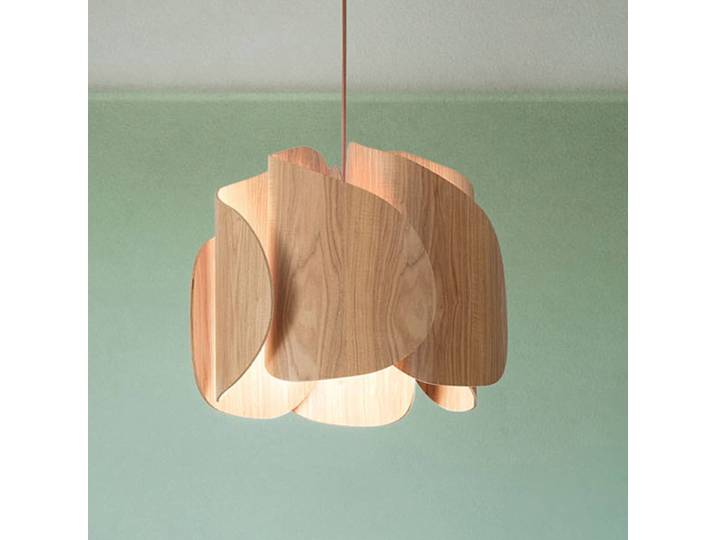 Fabas Luce Hängeleuchte Pevero, dimmbar, Holz hell, für Wohn- / Esszimmer, Holz, Design