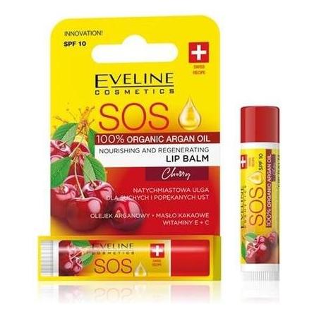 Eveline SOS Arganöl Nährender und regenerierender Lippenbalsam SPF 10 Kirsche (Lippenbalsam, 4.50 ml) (44150017)