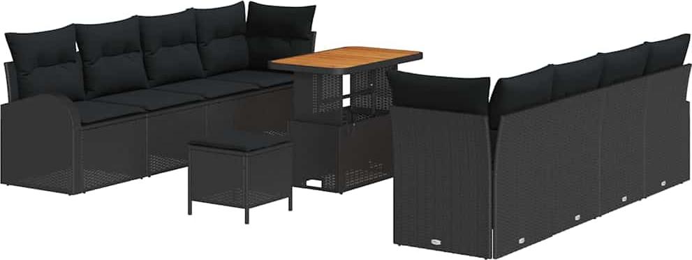 vidaXL Garten-Sofa-Set 11 Stk. 10-Sitzanzahl Schwarz