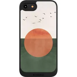 Nivocase Handyhülle für Apple iPhone 8 Hülle NIVOpure Case Schwarz Sonnenschein Sonnenuntergang Vogel (Apple iPhone 8), Smartphone Hülle, Schwarz