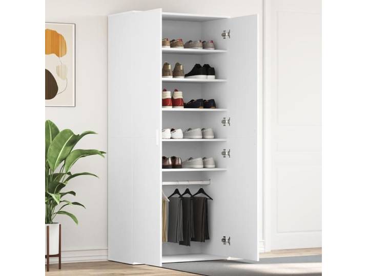 Meuble à chaussures blanc 80x39x180 cm en bois d ingénierie