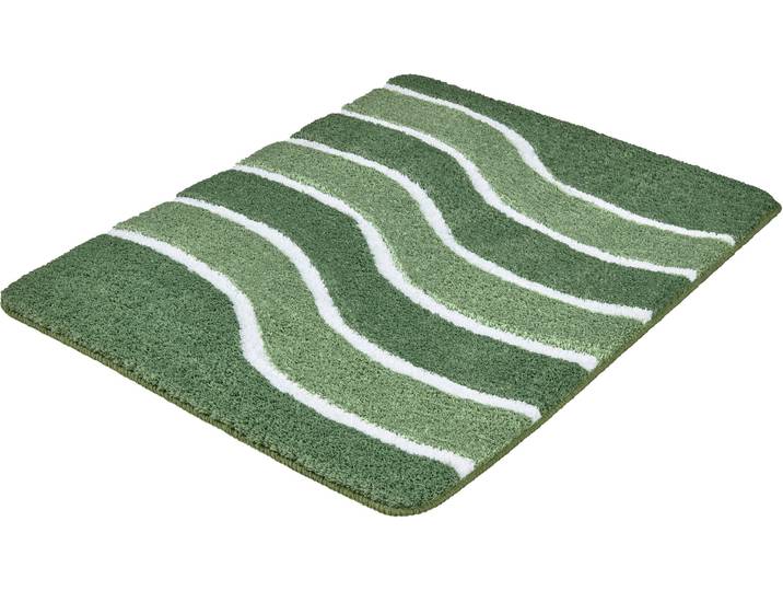 Badematte MEUSCH Lara , grün (minze), H:20mm, Polyester, Badematten, Badematte, Wellen-Design mit flauschigen weißen Akzenten