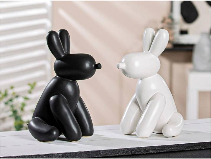 Tierfigur GILDE Skulptur Ballonhund , schwarz, B:14cm H:25cm T:19cm, Keramik, Dekofiguren, Tierfigur