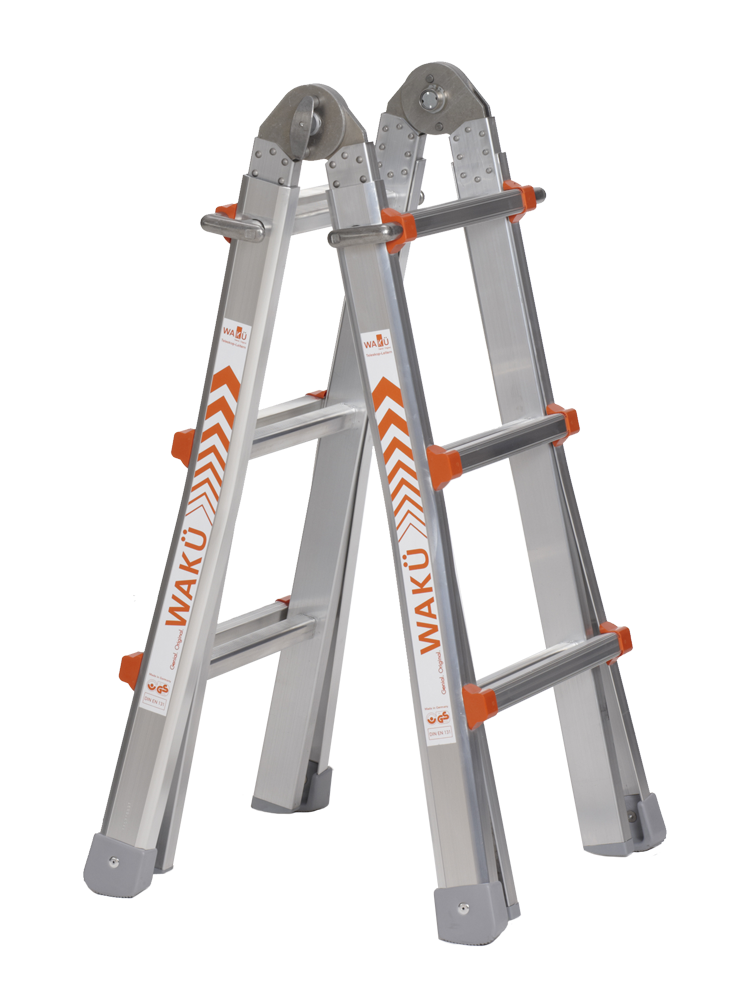 WAKÜ Leiter 4x3 Teleskopleiter 100 - Treppenleiter 4x3 Sprossen - Art-Nr: 00100