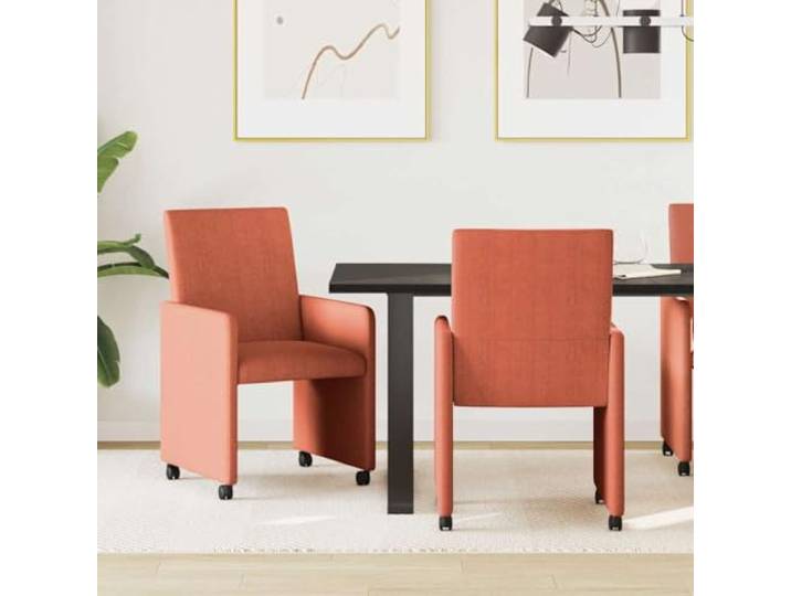 KGHFDVB Esszimmerstühle mit Rollen 2 STK Cordstoff Rot Orange Modern Ergonomische Rückenlehne, Schaumstoffpolsterung, stabile Konstruktion, einfache Montage, flexible Nutzung