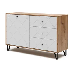 Vicco Sideboard Nizza 128 x 78 cm, Artisan Weiß, Wohnzimmerschrank