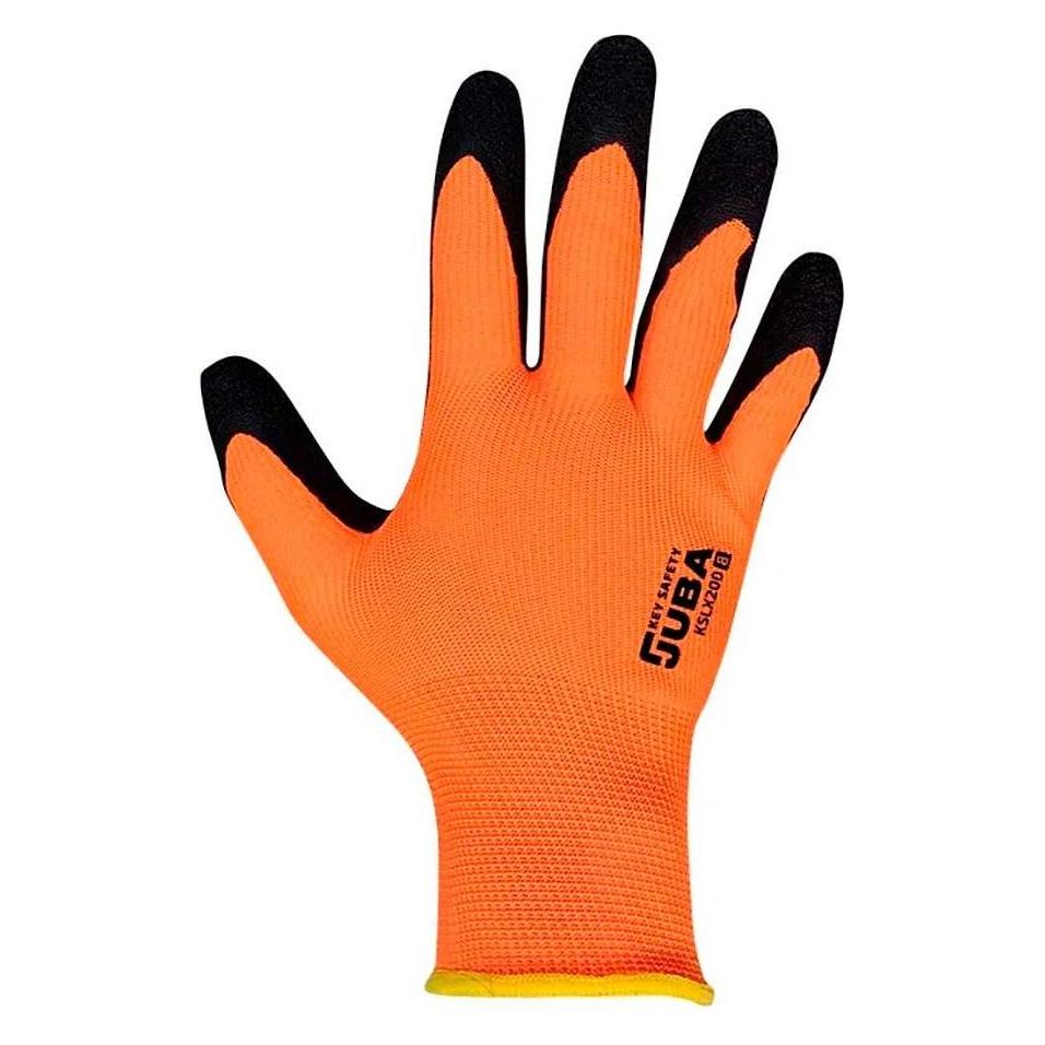 Juba Polyester glove with rough latex palm, keep safe - orange and black s-7 s (S) (65379936)
