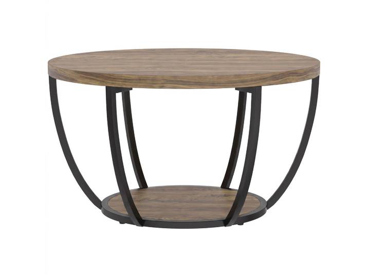 Homcom Couchtisch Spanplatte Metall Braun, Nachbildung, Rundform,Rund, eckig, 80x43.8x80 cm, Wohnzimmer, Wohnzimmertische, Couchtische