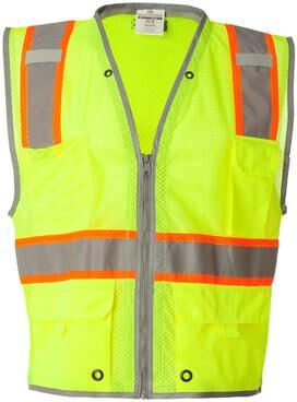Kishigo 1510-1511 Premium Brilliant Series Heavy-Duty Class 2 Vest in Lime size Medium   Polyester