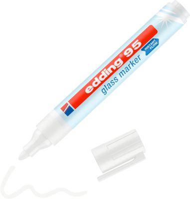 Glasmarker edding 95, für Glasoberflächen & Whiteboards, Strichbreite 1,5-3 mm, runde Spitze, weiß