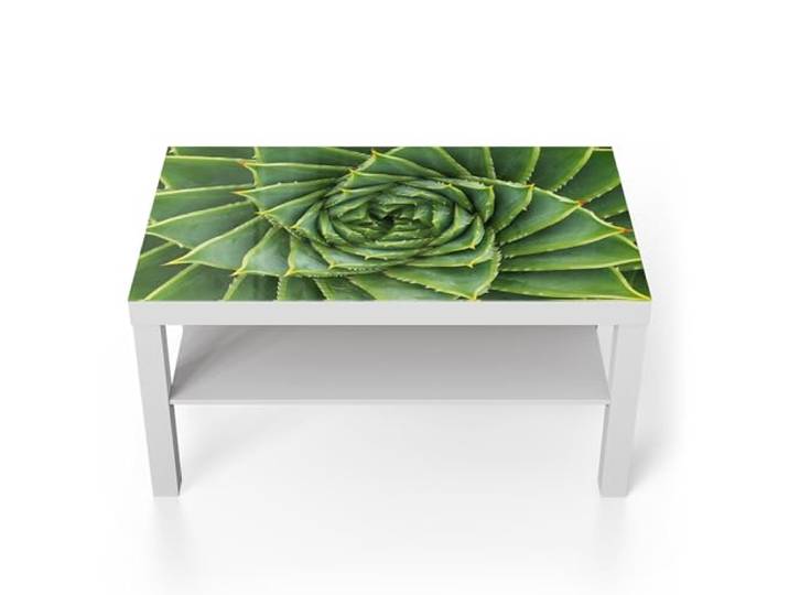DEQORI Glastisch weiß groß 90x50 cm Motiv Alchemie der Aloe ausgefallener Beistelltisch aus Glas Hochglanz Couchtisch fürs Wohnzimmer moderner Couch Tisch mit Design