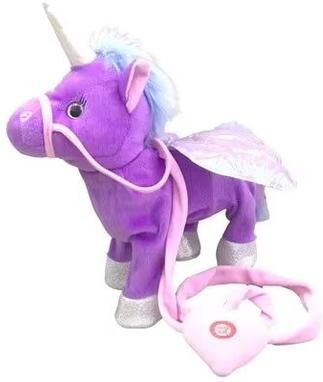 Inspired Finds Walking And Singing Electric Plush Unicorn With Leading Rope For Kids purple
