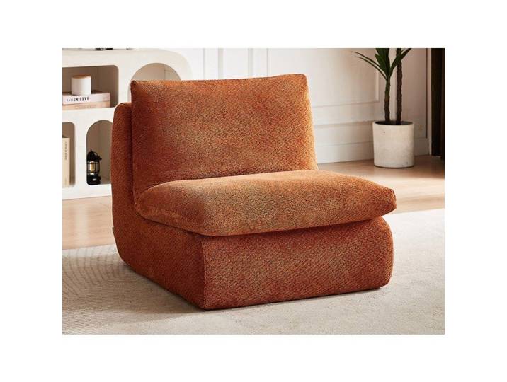 Fauteuil en tissu texturé terracotta LOLEVA