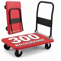 Relaxdays Transportwagen klappbar 300 kg Rot,Schwarz