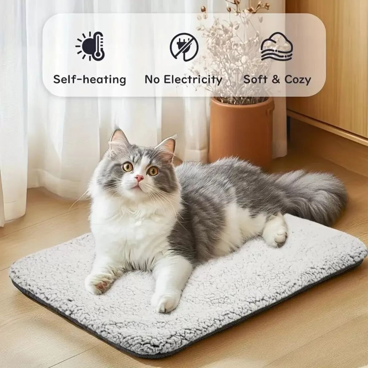 INF Waschbare & Abnehmbare Selbstheizende Haustiermatte - Thermische Wärmematte für Hunde & Katzen L