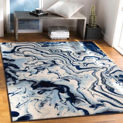Livabliss Cecelia Contemporary Navy Area Rug