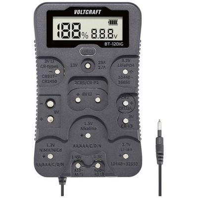 VOLTCRAFT Batterietester BT-12DIG Messbereich (Batterietester) 1,2 V, 1,5 V, 3 V, 3,7 V, 6 V, 9 V, 12 V Batterie, Akku VC-14340820