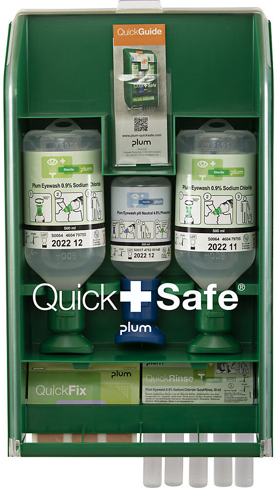 Erste-Hilfe-Station QuickSafe, Basic, HxB 430 x 253 mm, grün/transparent plum