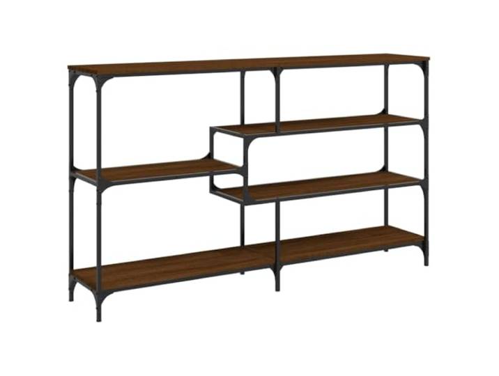 HQWNVXNM Konsolentisch Braun Eichen-Optik 160x32x95 cm Metall Schlanker Beistelltisch für Flur und Schlafzimmer mit Metallrahmen sowie stabiler Abstellfläche für Dekoartikel.