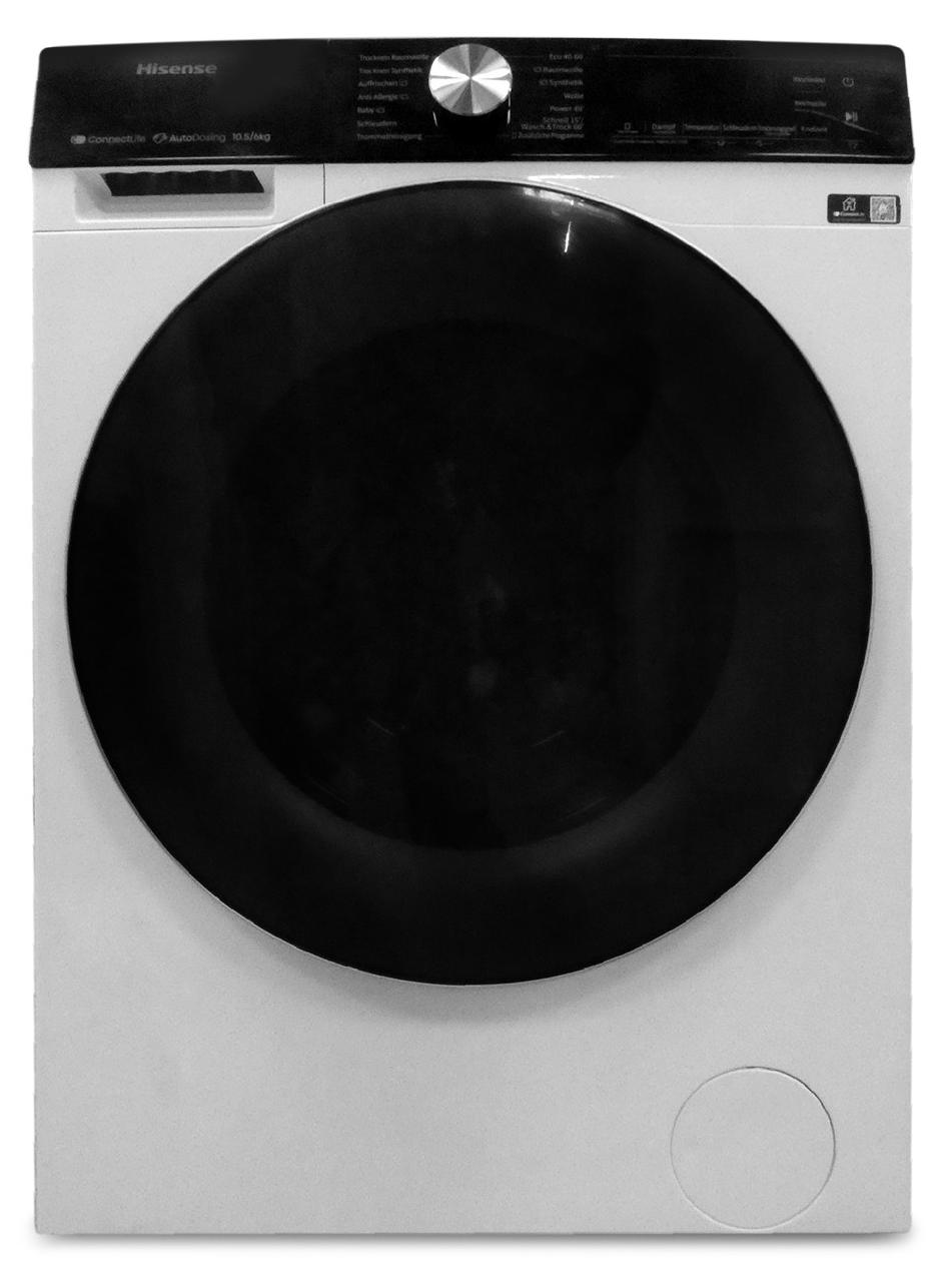 Hisense WD3S1043BW3, Frontlader, Freistehend, Weiß, Links, Grau, Tasten, Drehregler