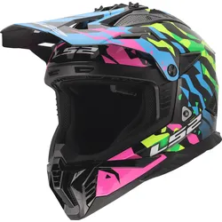 LS2 MX708 Fast II Grotesk, Motocrosshelm - Schwarz/Blau/Pink/Grün - 3XL