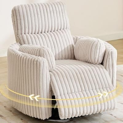 Comfort Stretch Power Swivel Glider Nursery Recliner with 2 Pillows for Living Room Bedroom