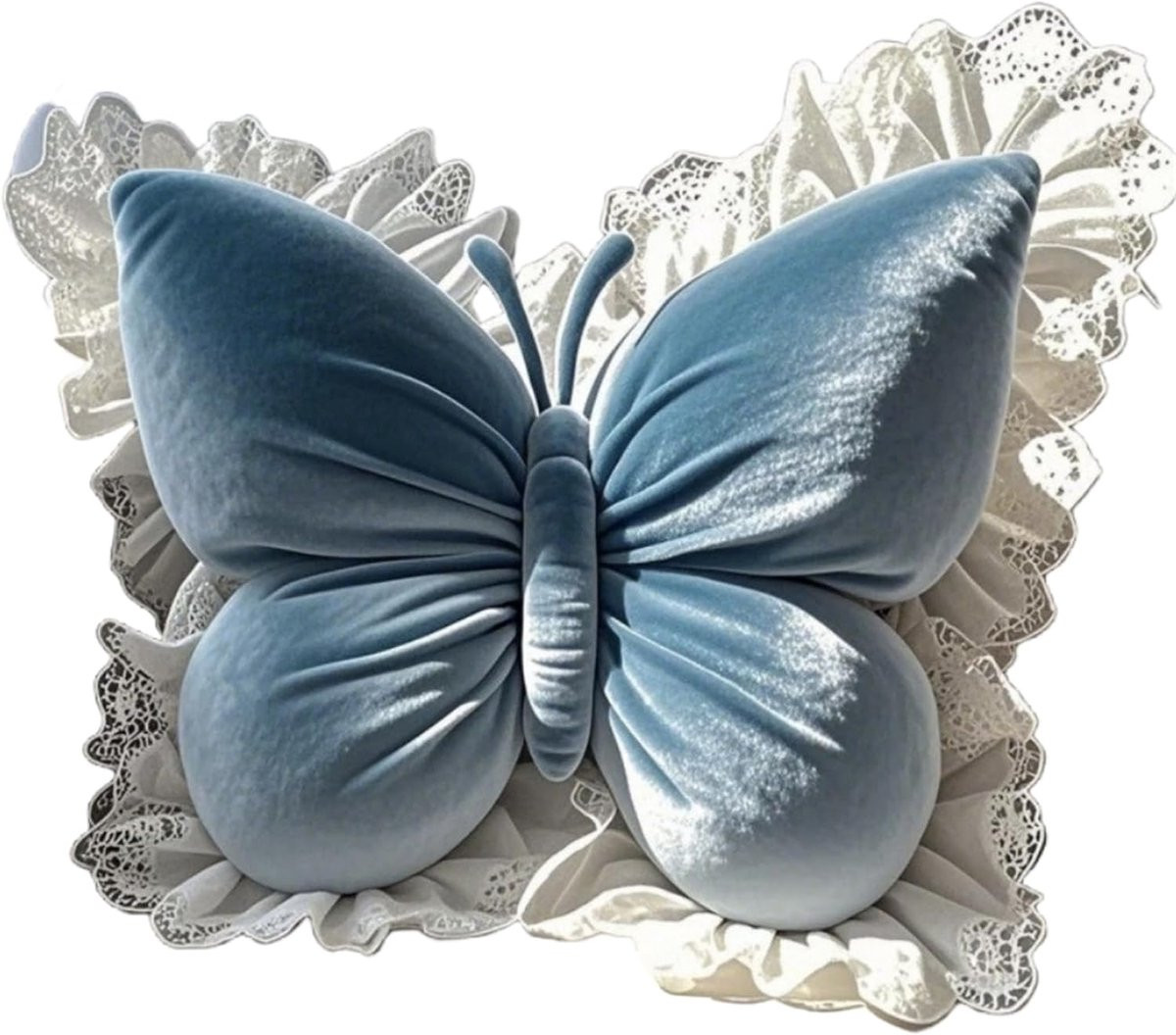 Ulisem Multifunctioneel Vlinderkussen - Blauw - Pluche - 43 x 31 cm