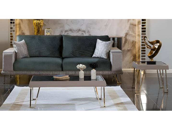 JVmoebel Sofa Grünes Sofa-Set Minimalistischer Stil Holzrahmen Modernes Interieur, 3 Teile