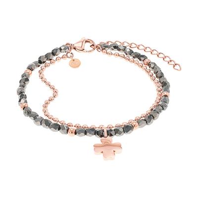 Armband TOM TAILOR "Schmuck Geschenk Edelstahl Kleeblatt", roségoldfarben, silberfarben, silberfarben, Armbänder, Damen, 20cm, Edelstahl, Armband, mit Glassteine