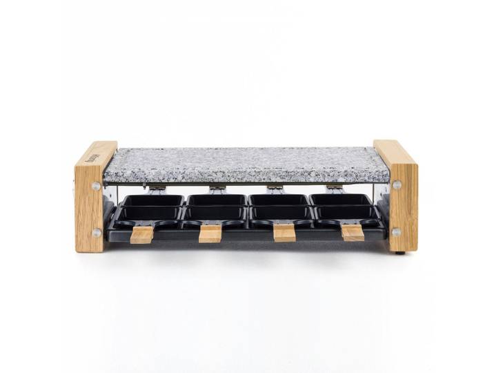 HKoenig Raclette-Gerät Wod8, Grau, für 8 Personen, Holzausführung, Naturstein, Zirbelkieferfarben, 22.7x12.8x47.7 cm, Kochgeschirr, Tischgrills & Fondues, Raclette-Grills