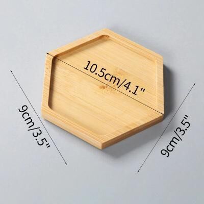 Uplift Picks Mini Bamboo Tray Coaster Wood Saucer For Coffee Cups And Flower Pots hexagon 9 Cm