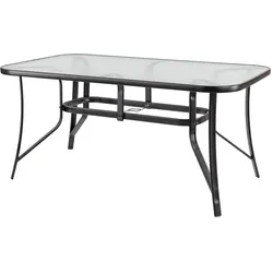 Canillo Gartentisch aus Glas mit Metallgestell schwarz