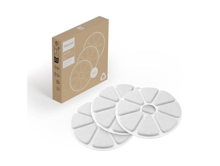 Philips Filtre à Fontaine pour Chat Pet Series\, Multicouches\, durée 3 Mois Pack x3 filtres\, Eau propre & fraîche\, Facile à utiliser\, adaptés à la fontaine à eau pour chats Philips Pet (PAW0010/01)