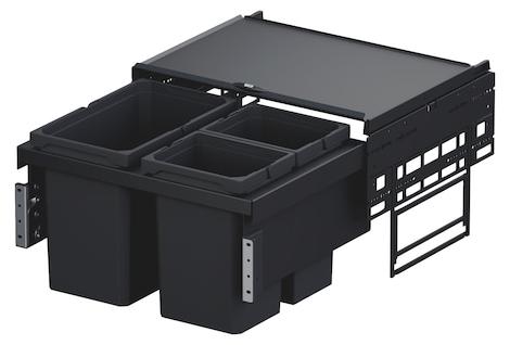 Vauth-Sagel VS ENVI Space Mülltrennsystem 2 x 10 + 1 x 22 Liter 600 mm Lavagrau