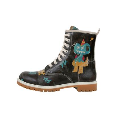 Schnürboots DOGO "Long Boots Schnürstiefel Dynamic Spirit Damen Stiefeletten", Damen, Gr. 38, Normalschaft, bunt (schwarz), Lederimitat, Schuhe Schnürboots, Handgefertigt