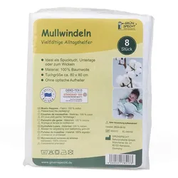 8 Mullwindeln 80x80cm - weiß