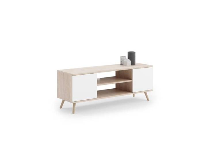 Meuble TV Moderne blanc bois 155cm - 1001JOUETS - Marron