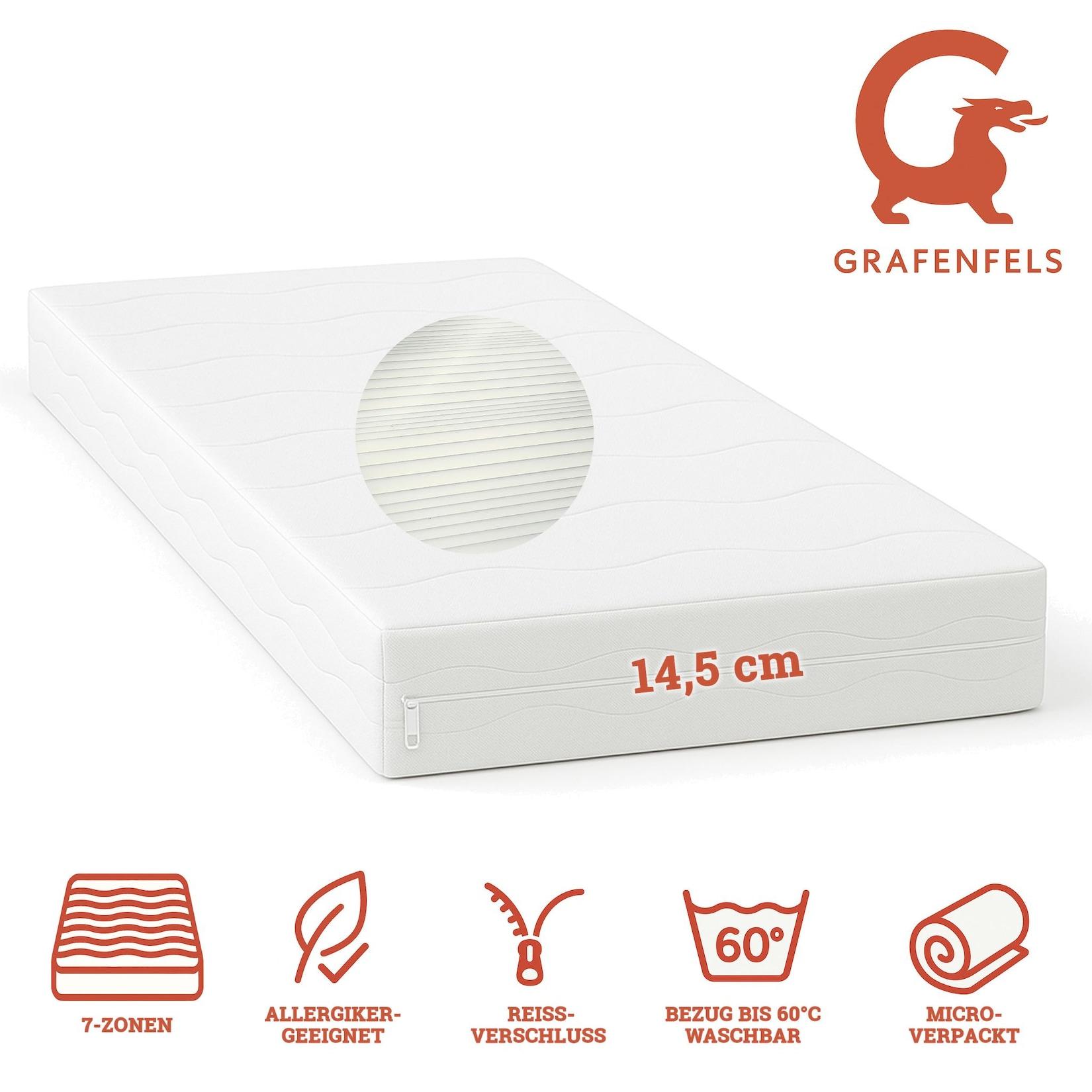 Grafenfels Matratze Silber 140x200 extra fest 14,5cm hoch 7-Zonen