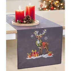 Stickläufer "Happy Christmas"