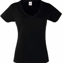 Fruit of the Loom Lady Fit Valueweight V-neck T Schwarz Baumwolle XX-Large Damen