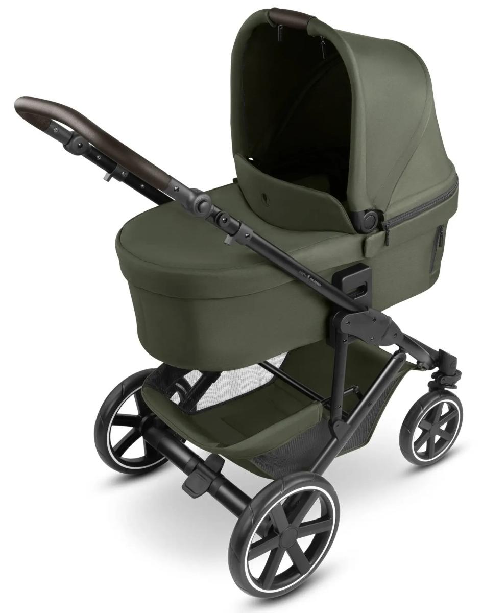 ABC Design 3in1-Kinderwagen-Set Sierra, Betthimmel, Reisesystem-Kinderwagen, Feste Räder, Faltbar, Schwarz, Grün