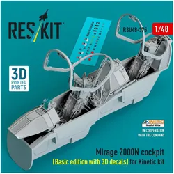 ResKit Mirage 2000N cockpit (Basic edition with 3D decals) for Kinetic kit (3D Printed)